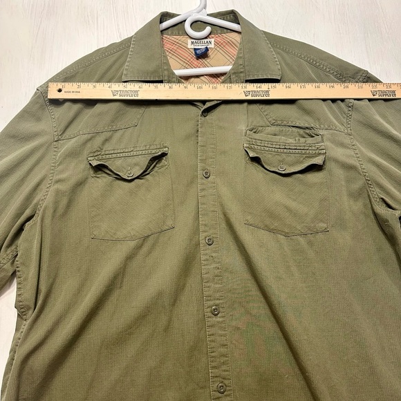 Magellan Sportswear XXL Olive Green Long Sleeve Shirt Outdoor Hiking Cotton - Picture 4 of 10